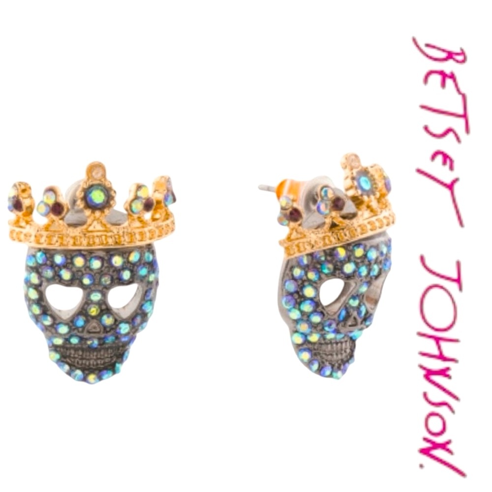 Betsey Johnson Crowned Skull Earrings
